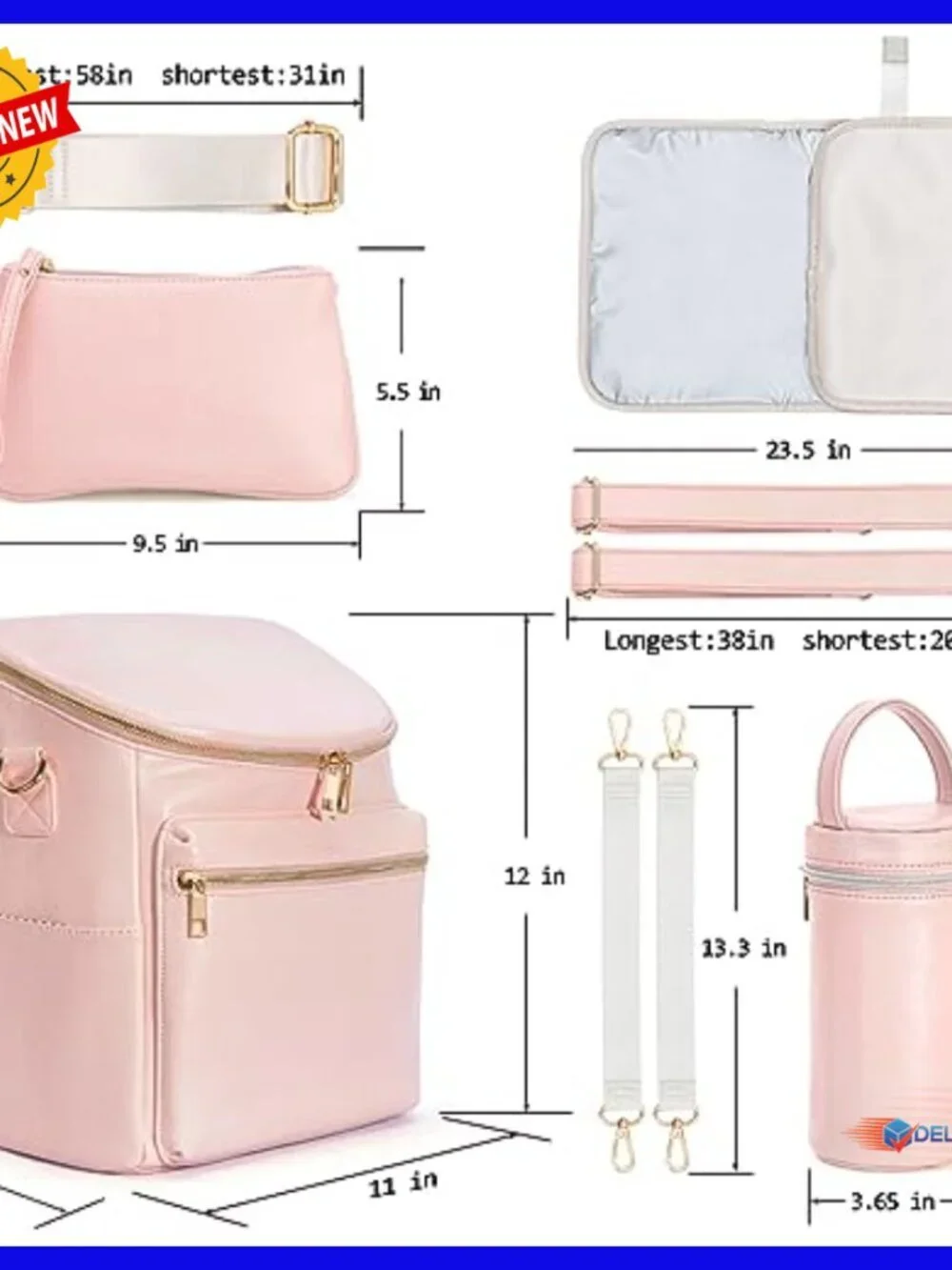 Leather Diaper Backpack with Changing Pad, 11 Pockets, Travel Bag